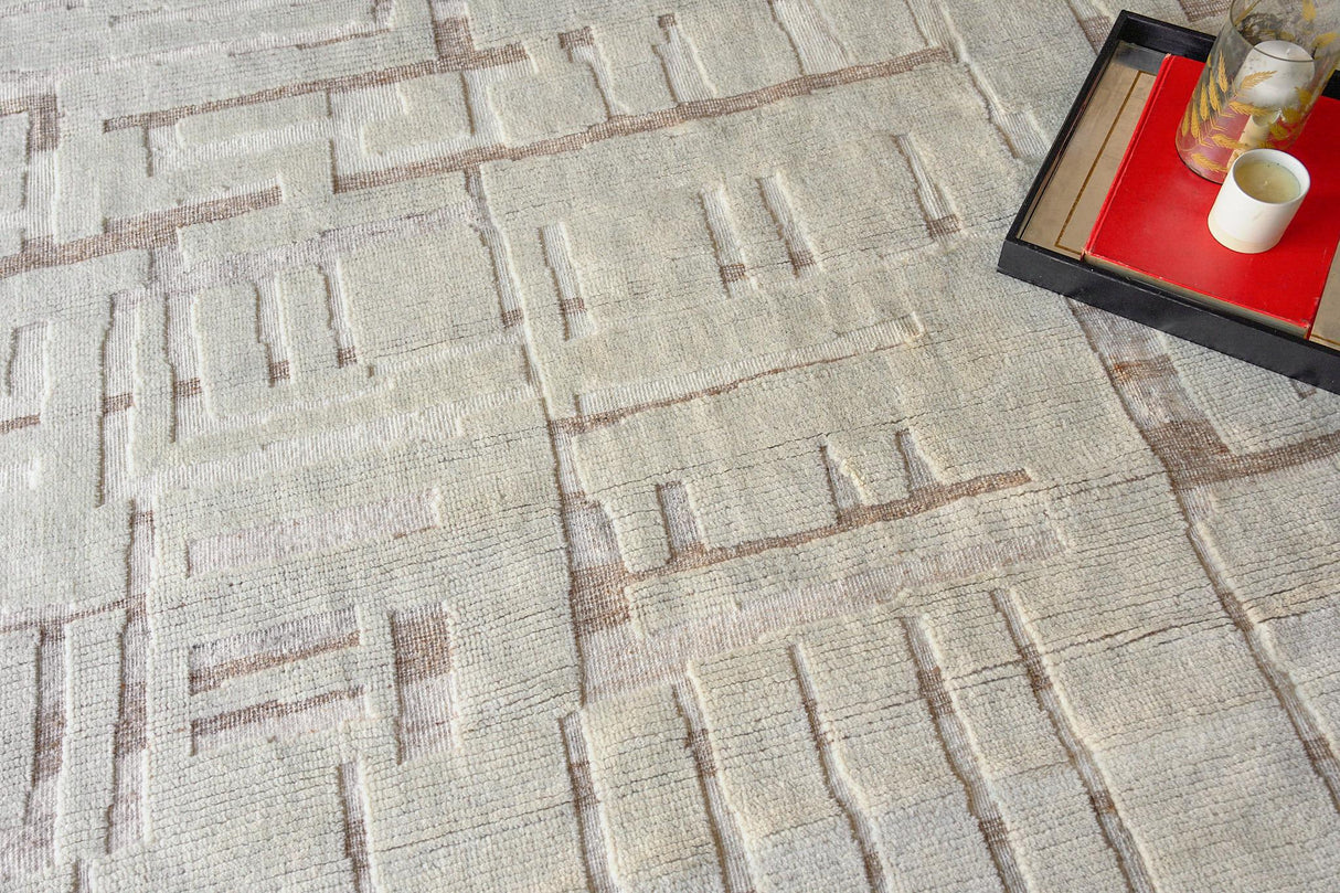 Exquisite Rugs Calexico Hand Woven New Zealand Wool 6430 Ivory/Beige 6' x 9' Area Rug