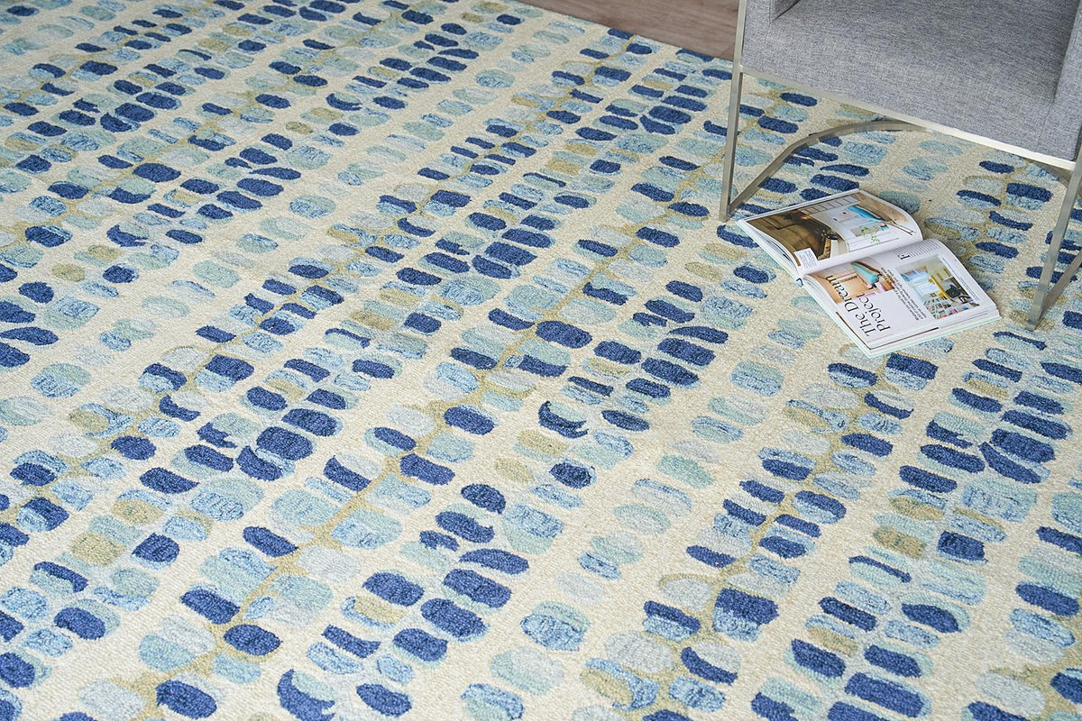 Exquisite Rugs Colorplay Hand-tufted New Zealand Wool 6506 Navy/Beige 3' x 2' Area Rug