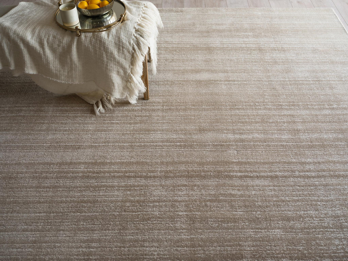 Exquisite Rugs Martelli Modern Handmade Silky Nylon in 6518 Taupe 10' x 14' Area Rug