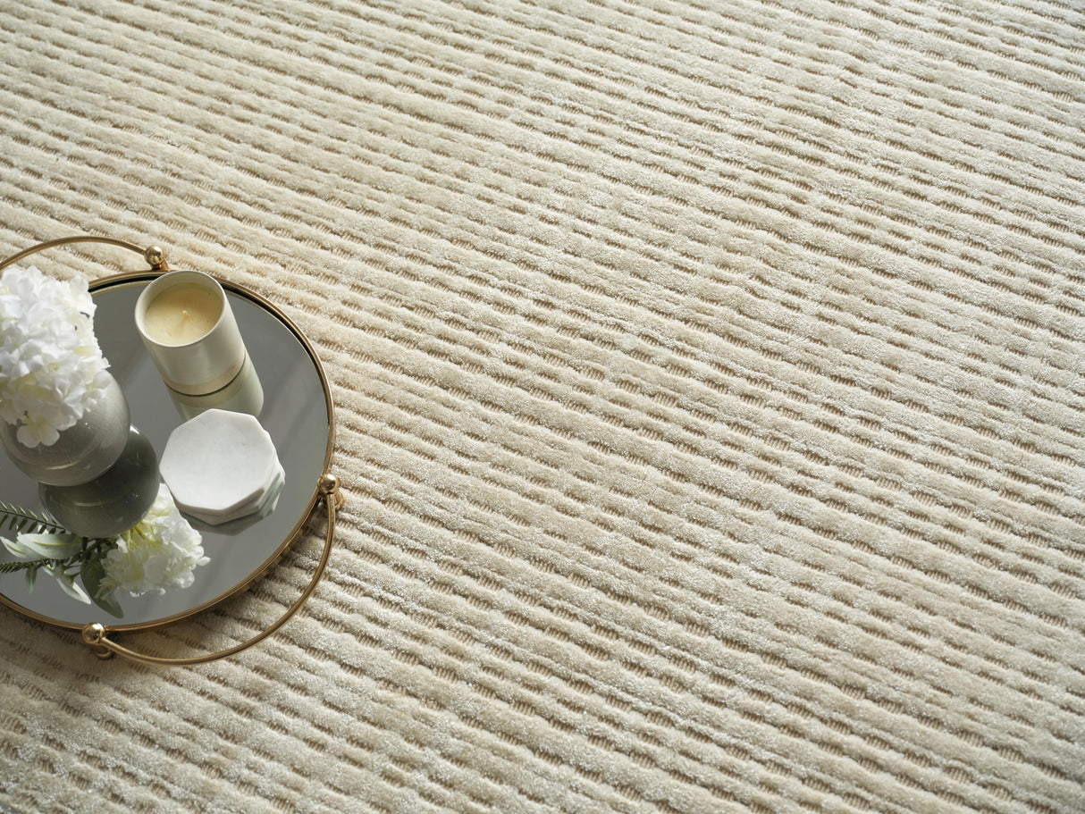 Exquisite Rugs Cabrini Modern Handmade Silky Nylon in 6733 Light Beige 10' x 14' Area Rug
