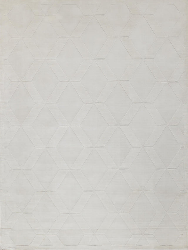 Exquisite Rugs Exquisite Rugs Brunello Modern Handmade Silky Nylon in 6735 White 2' x 3' Area Rug