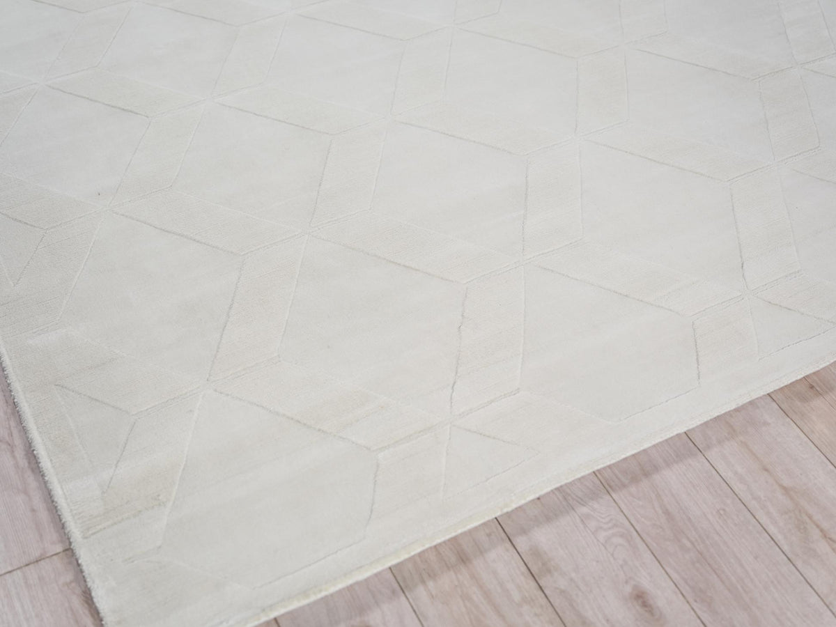 Exquisite Rugs Exquisite Rugs Brunello Modern Handmade Silky Nylon in 6735 White 2' x 3' Area Rug