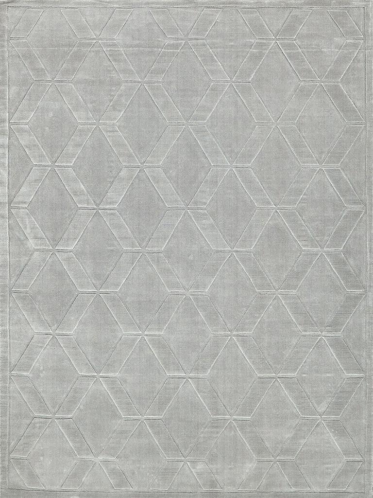 Exquisite Rugs Brunello Modern Handloomed Shiny Nylon 6736 Light Silver 3' x 2' Area Rug