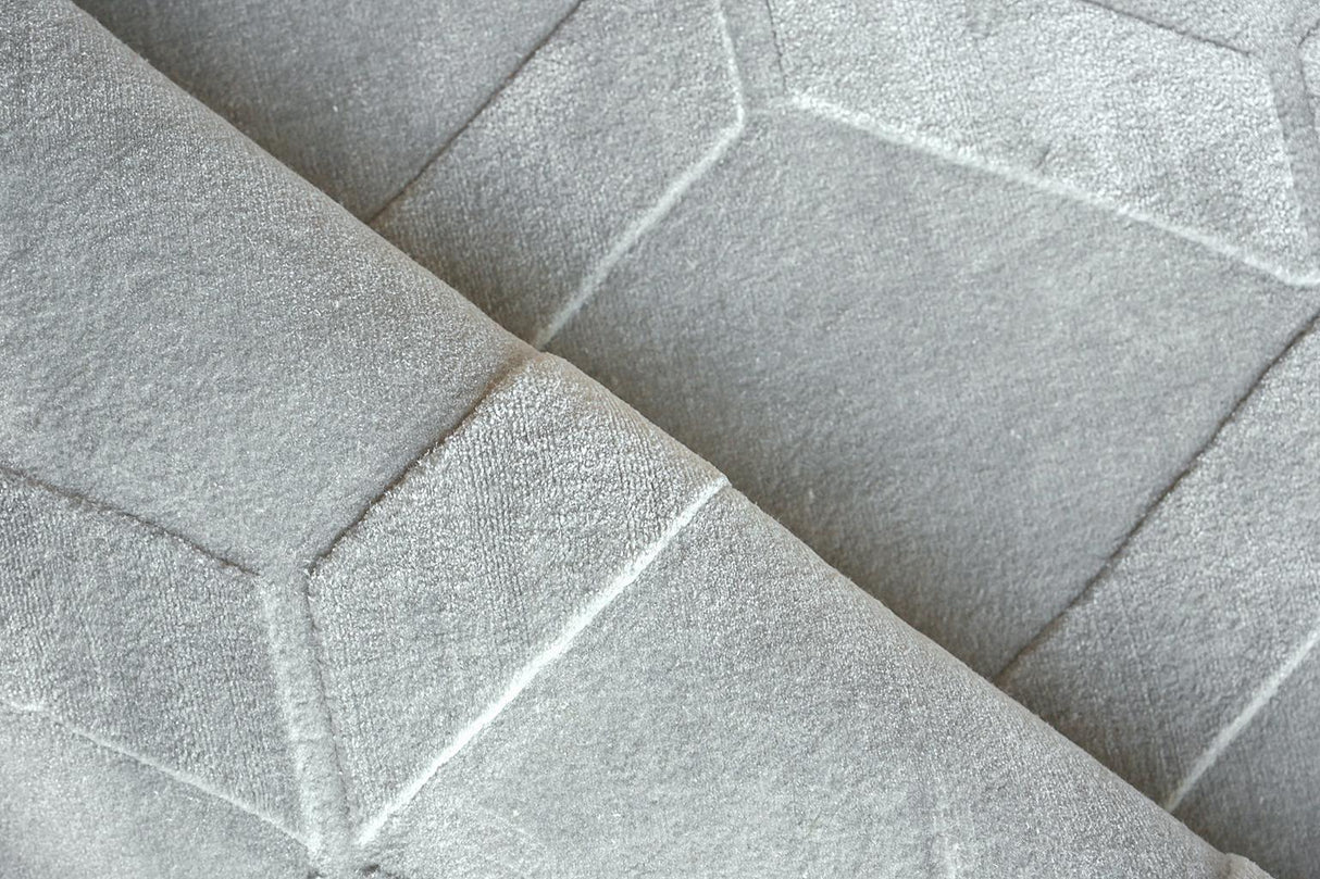 Exquisite Rugs Brunello Modern Handloomed Shiny Nylon 6736 Light Silver 4' x 5' Area Rug