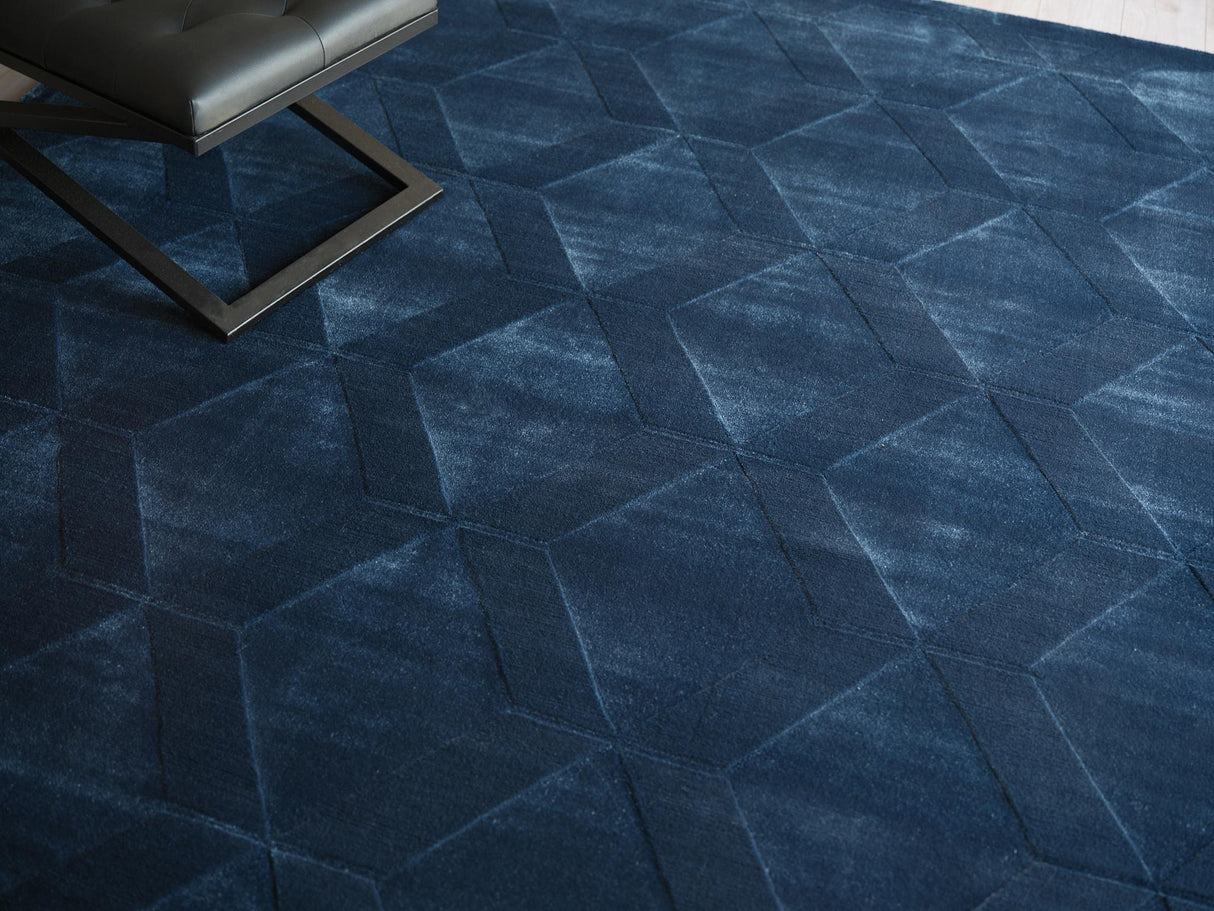 Exquisite Rugs Brunello Modern Handmade Silky Nylon in 6737 Navy 2' x 3' Area Rug
