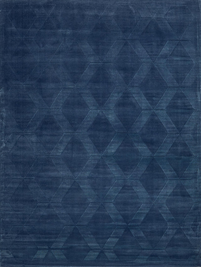 Exquisite Rugs Brunello Modern Handmade Silky Nylon in 6737 Navy 6' x 9' Area Rug