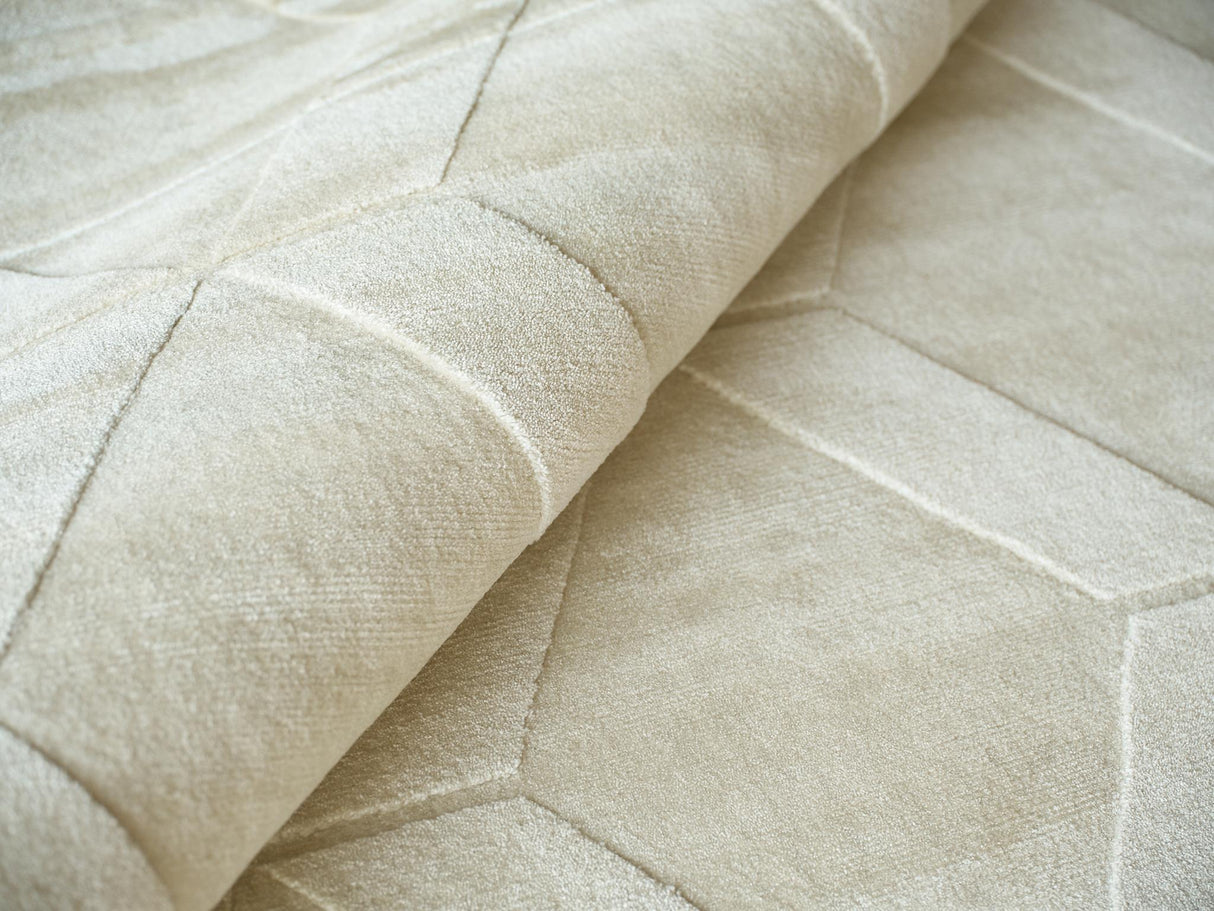 Exquisite Rugs Brunello Modern Handmade Silky Nylon in 6739 Light Beige 2' x 3' Area Rug