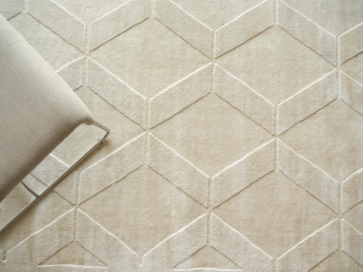 Exquisite Rugs Brunello Modern Handmade Silky Nylon in 6739 Light Beige 4' x 6' Area Rug