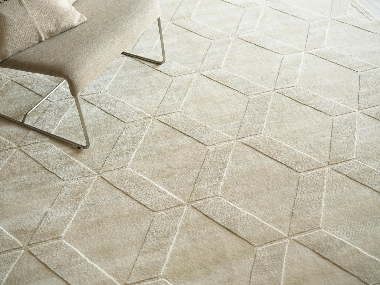 Exquisite Rugs Brunello Modern Handmade Silky Nylon in 6739 Light Beige 6' x 9' Area Rug