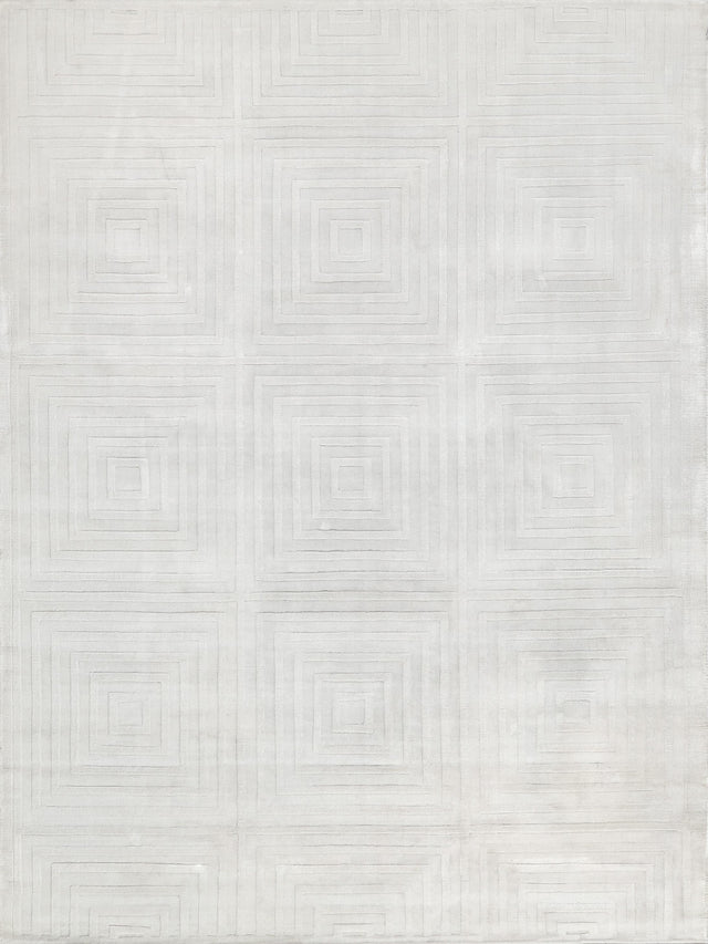 Exquisite Rugs Tovello Modern Handmade Silky Nylon in 6746 White 10' x 14' Area Rug