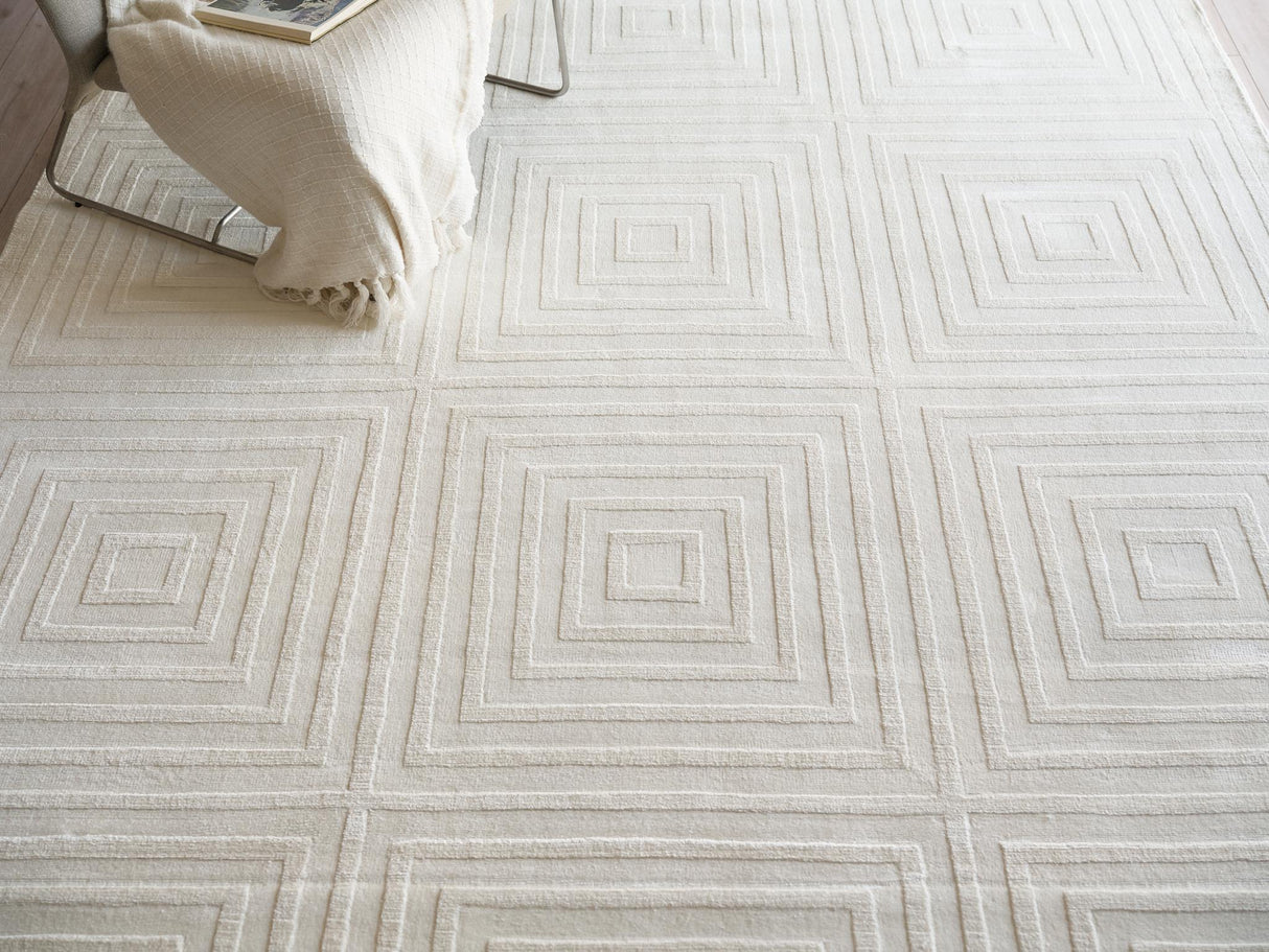 Exquisite Rugs Tovello Modern Handmade Silky Nylon in 6746 White 10' x 8' Area Rug