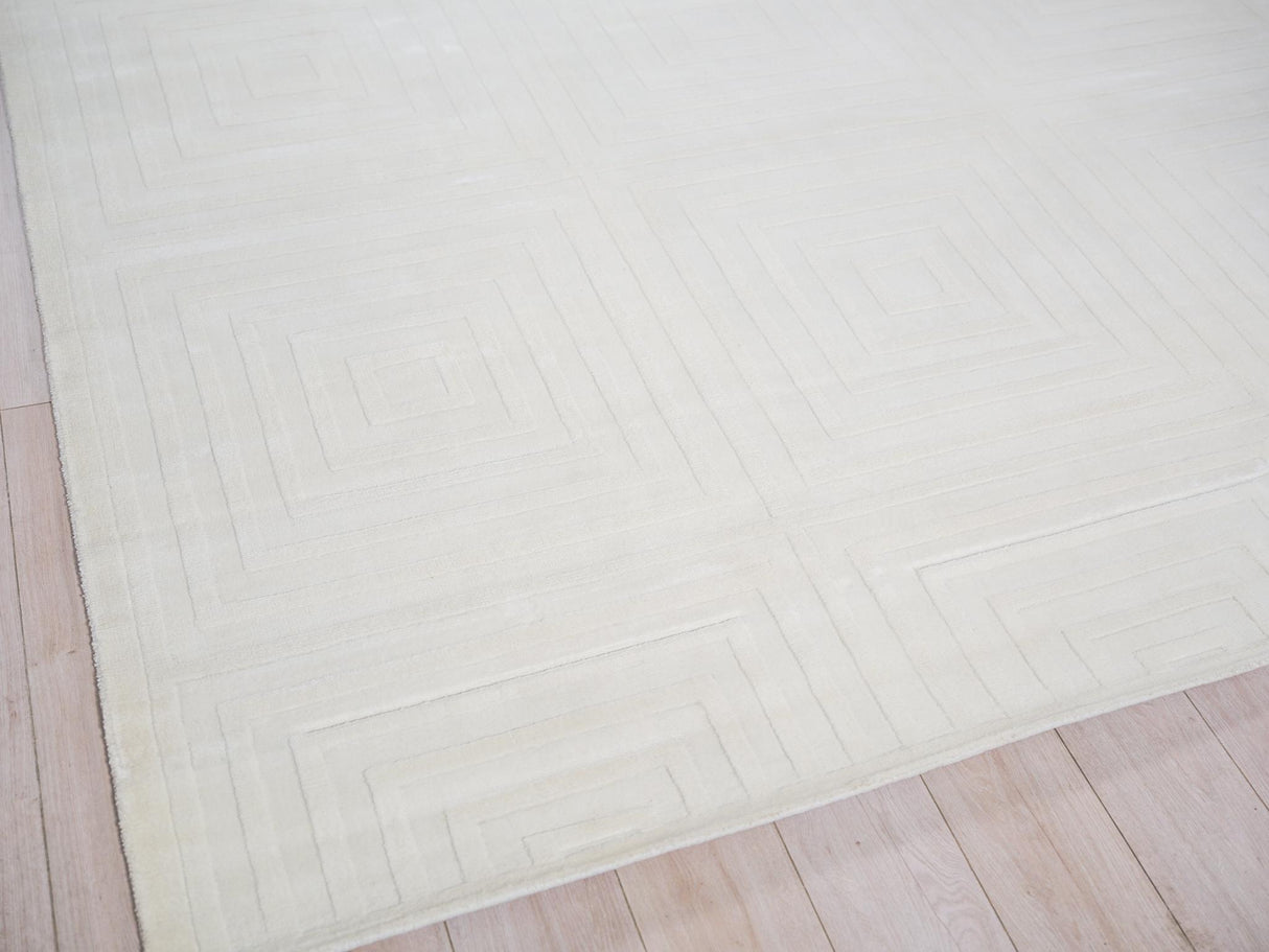Exquisite Rugs Tovello Modern Handmade Silky Nylon in 6746 White 12' x 9' Area Rug