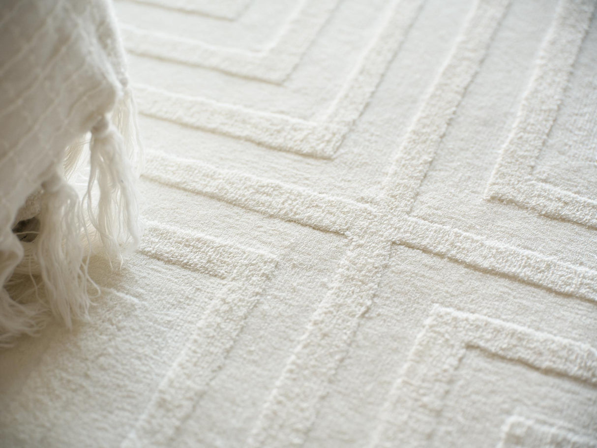 Exquisite Rugs Tovello Modern Handmade Silky Nylon in 6746 White 12' x 9' Area Rug