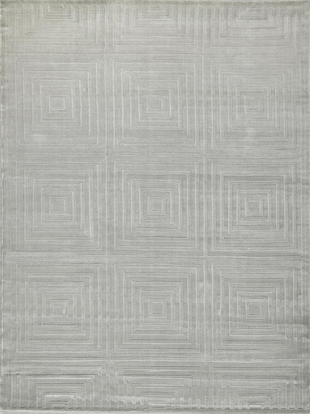 Exquisite Rugs Tovello Modern Handmade Silky Nylon in 6747 Light Silver 6' x 9' Area Rug