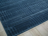 Exquisite Rugs Tovello Modern Handmade Silky Nylon in 6748 Navy 10' x 14' Area Rug