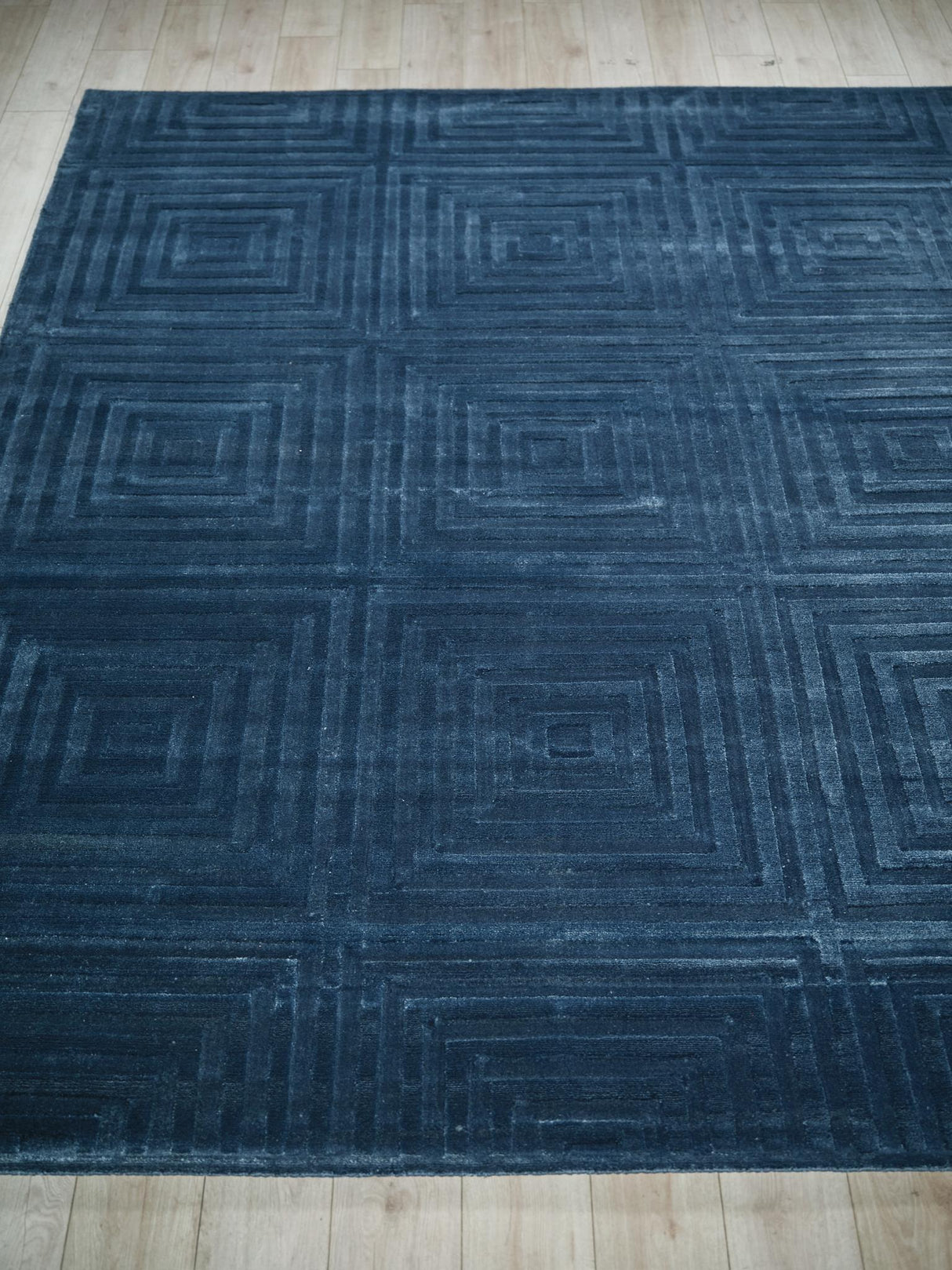 Exquisite Rugs Tovello Modern Handmade Silky Nylon in 6748 Navy 10' x 14' Area Rug