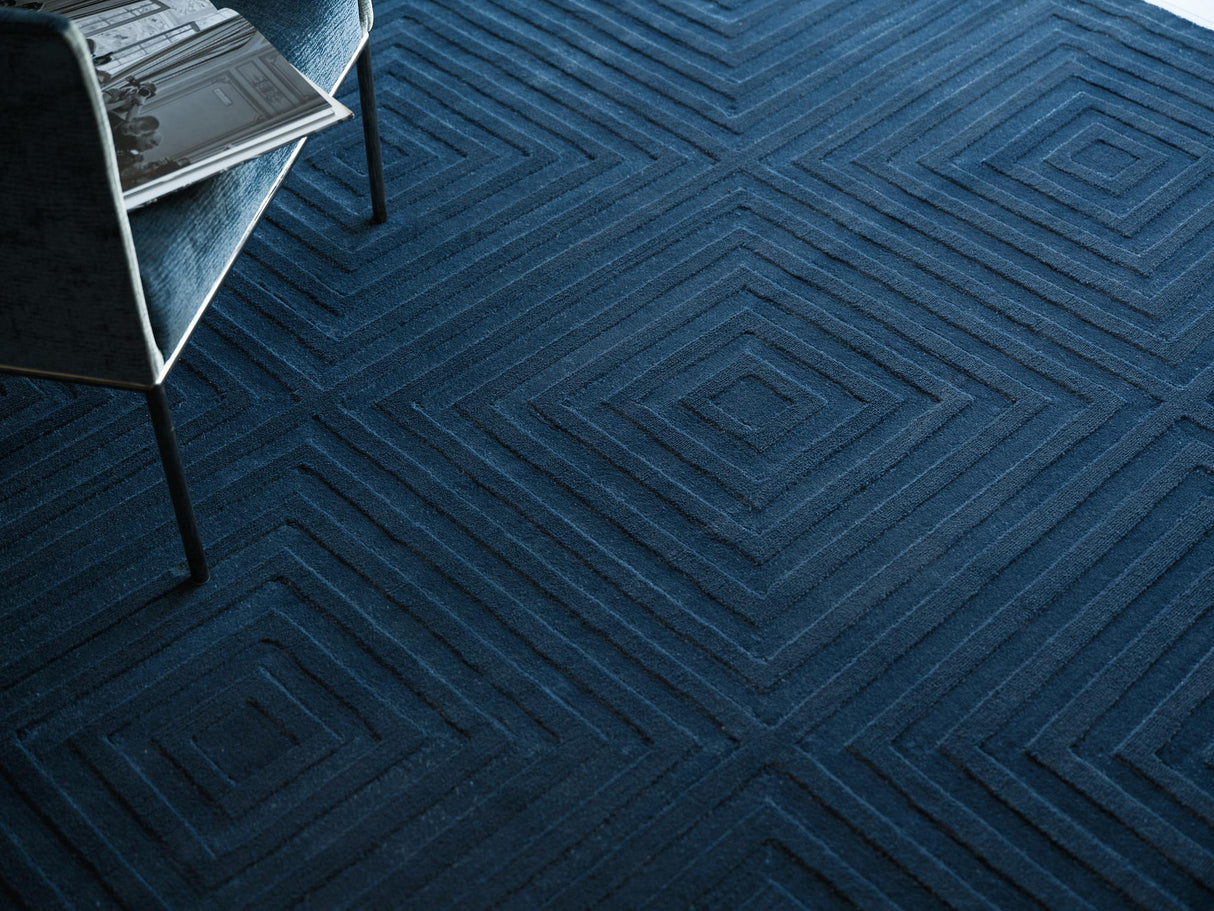 Exquisite Rugs Tovello Modern Handmade Silky Nylon in 6748 Navy 10' x 10' Area Rug