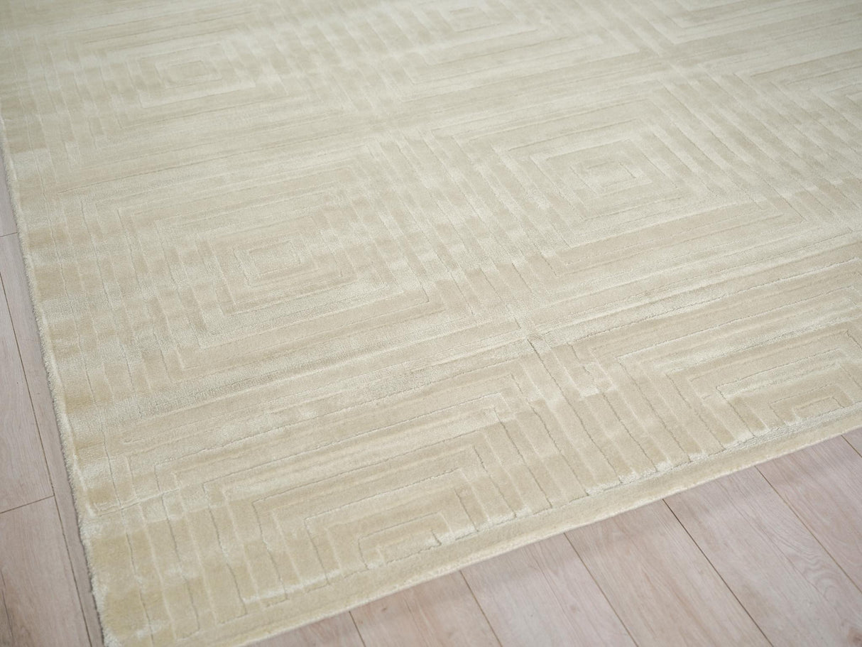 Exquisite Rugs Tovello Modern Handmade Silky Nylon in 6750 Beige 10' x 8' Area Rug