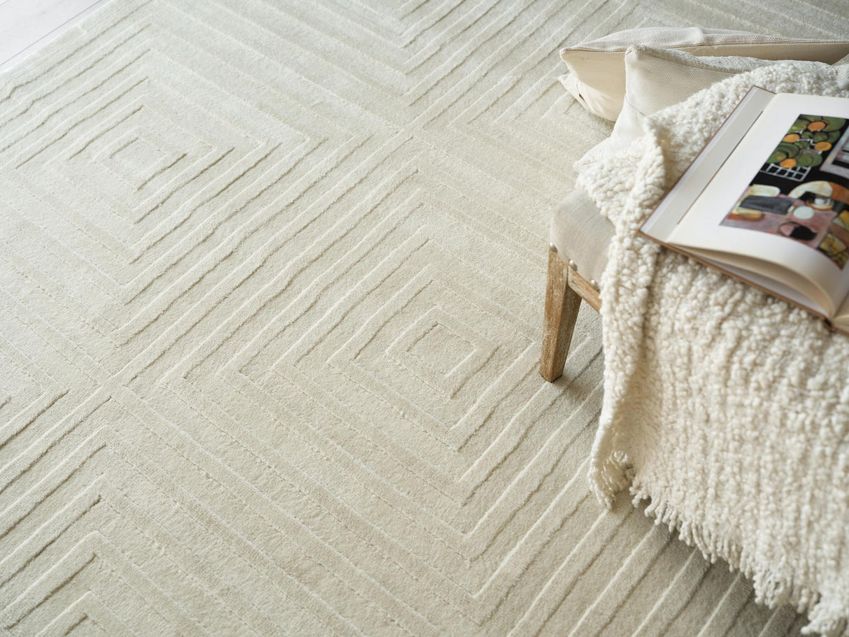 Exquisite Rugs Tovello Modern Handmade Silky Nylon in 6750 Beige 10' x 8' Area Rug