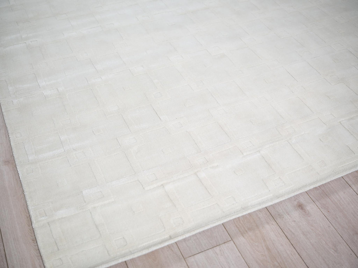 Exquisite Rugs Camora Modern Handmade Silky Nylon in 6752 White 2' x 3' Area Rug