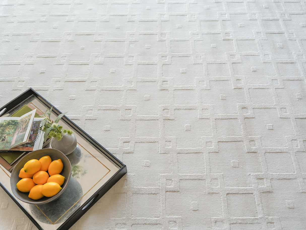 Exquisite Rugs Camora Modern Handmade Silky Nylon in 6752 White 6' x 9' Area Rug