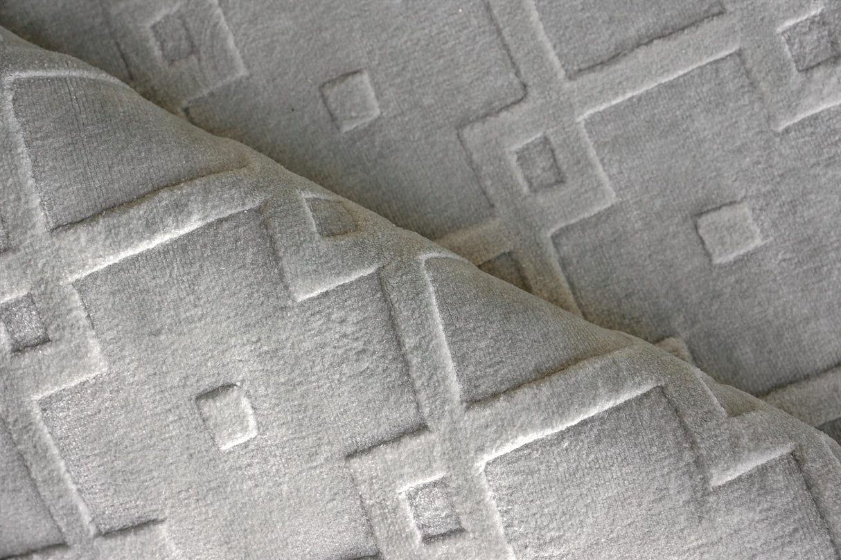 Exquisite Rugs Camora Modern Handmade Handloomed Silky Nylon 6753 Light Silver 2' x 3' Area Rug