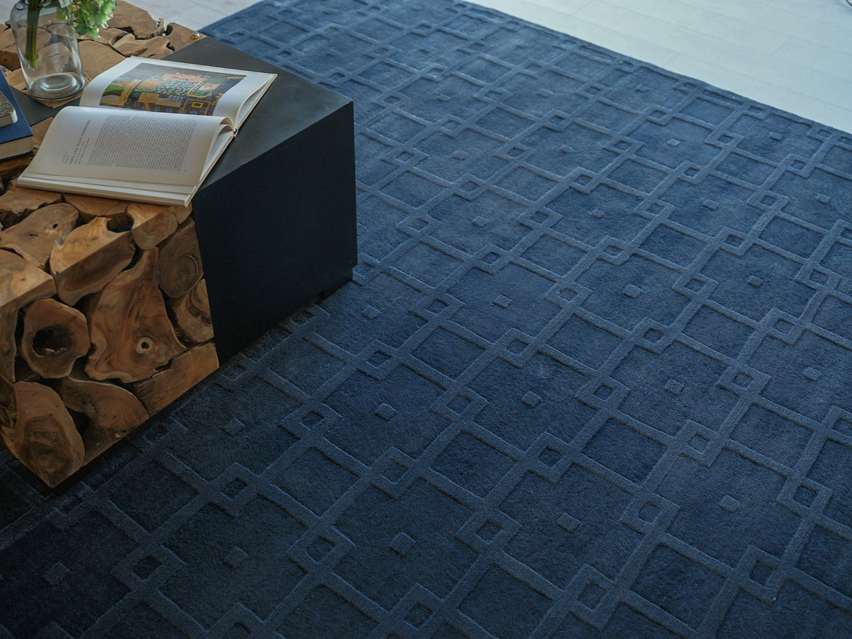 Exquisite Rugs Camora Modern Handmade Silky Nylon in 6754 Navy 10' x 10' Area Rug