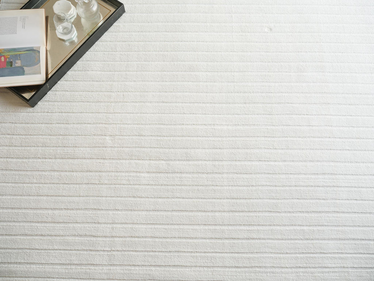 Exquisite Rugs Amani Modern Handmade Silky Nylon in 6763 White 10' x 14' Area Rug