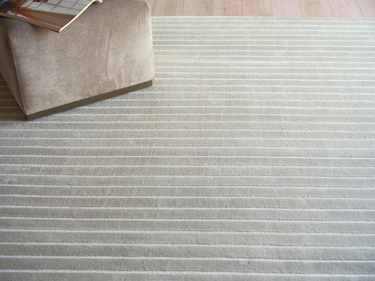 Exquisite Rugs Amani Modern Handmade Silky Nylon in 6764 Light Silver 8' x 10' Area Rug