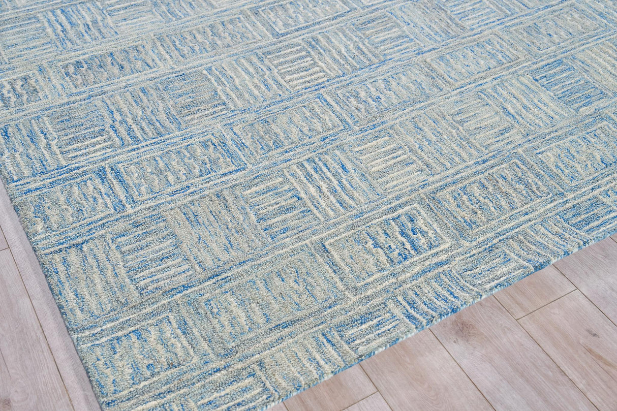 Exquisite Rugs Naturals Handmade Hand-tufted New Zealand Wool on Canvas 6778 Blue/Ivory 2' x 3' Area Rug