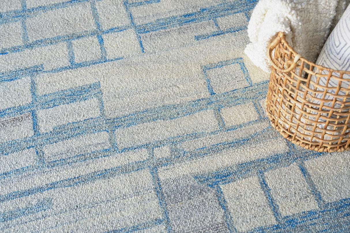 Exquisite Rugs Naturals Handmade Hand-tufted New Zealand Wool on Canvas 6780 Blue/Ivory 2' x 3' Area Rug