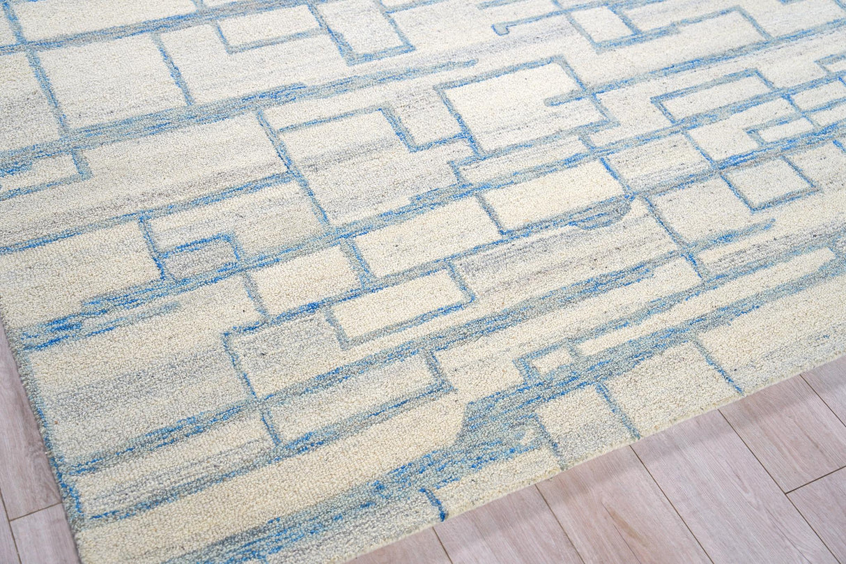 Exquisite Rugs Naturals Handmade Hand-tufted New Zealand Wool on Canvas 6780 Blue/Ivory 2' x 3' Area Rug