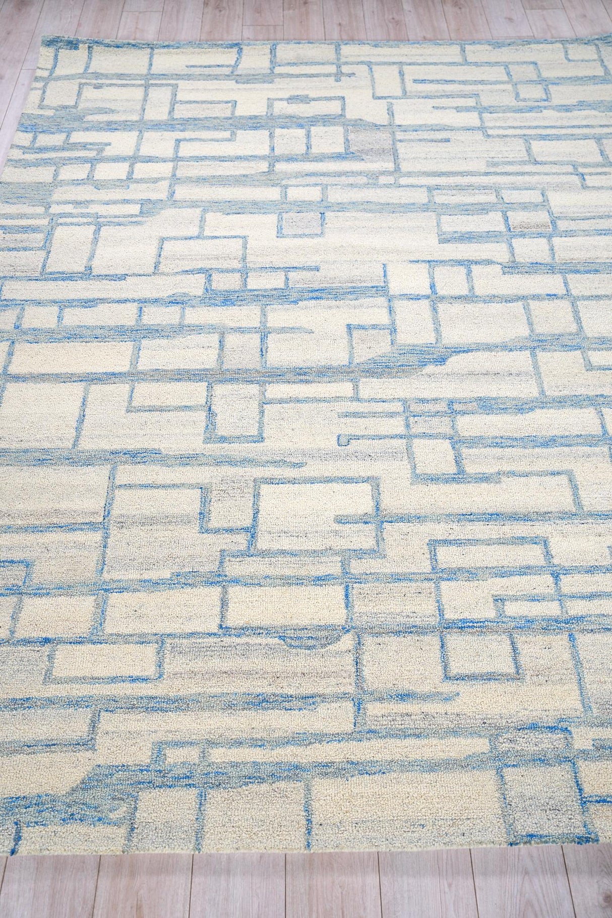Exquisite Rugs Naturals Handmade Hand-tufted New Zealand Wool on Canvas 6780 Blue/Ivory 2' x 3' Area Rug