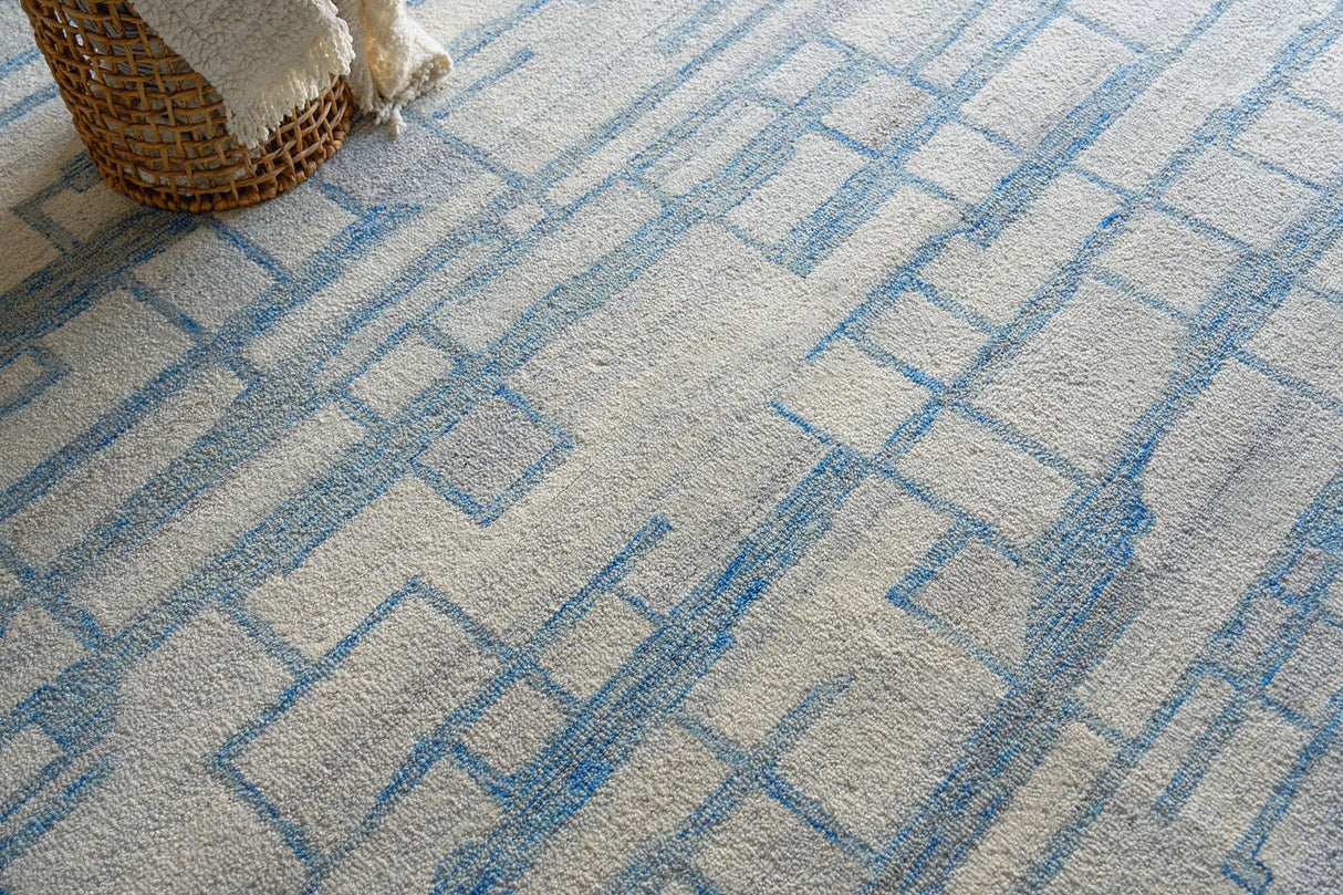 Exquisite Rugs Naturals Handmade Hand-tufted New Zealand Wool on Canvas 6780 Blue/Ivory 2' x 3' Area Rug