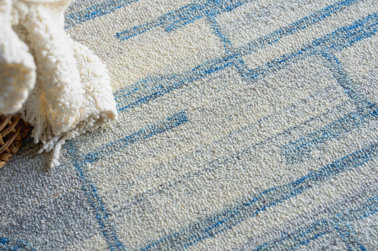 Exquisite Rugs Naturals Handmade Hand-tufted New Zealand Wool on Canvas 6780 Blue/Ivory 2' x 3' Area Rug
