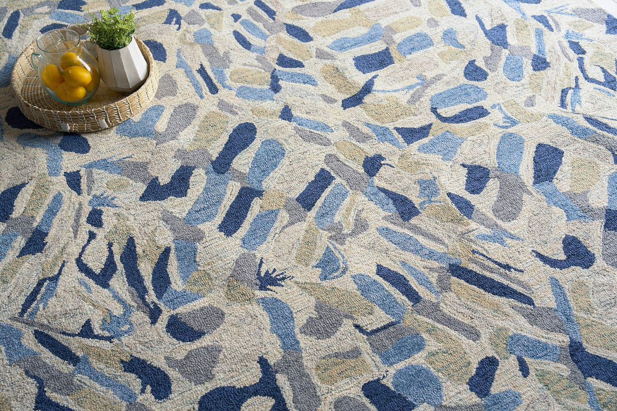 Exquisite Rugs Botanica 6810 Navy/Ivory/Multi New Zealand Wool hand-tufted 3' x 2' Area Rug