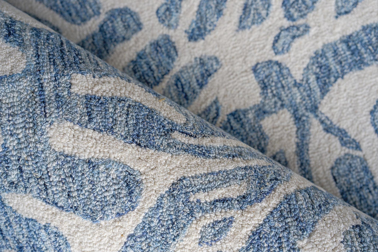 Exquisite Rugs Botanica 6813 Blue/Ivory New Zealand Wool hand-tufted 3' x 2' Area Rug
