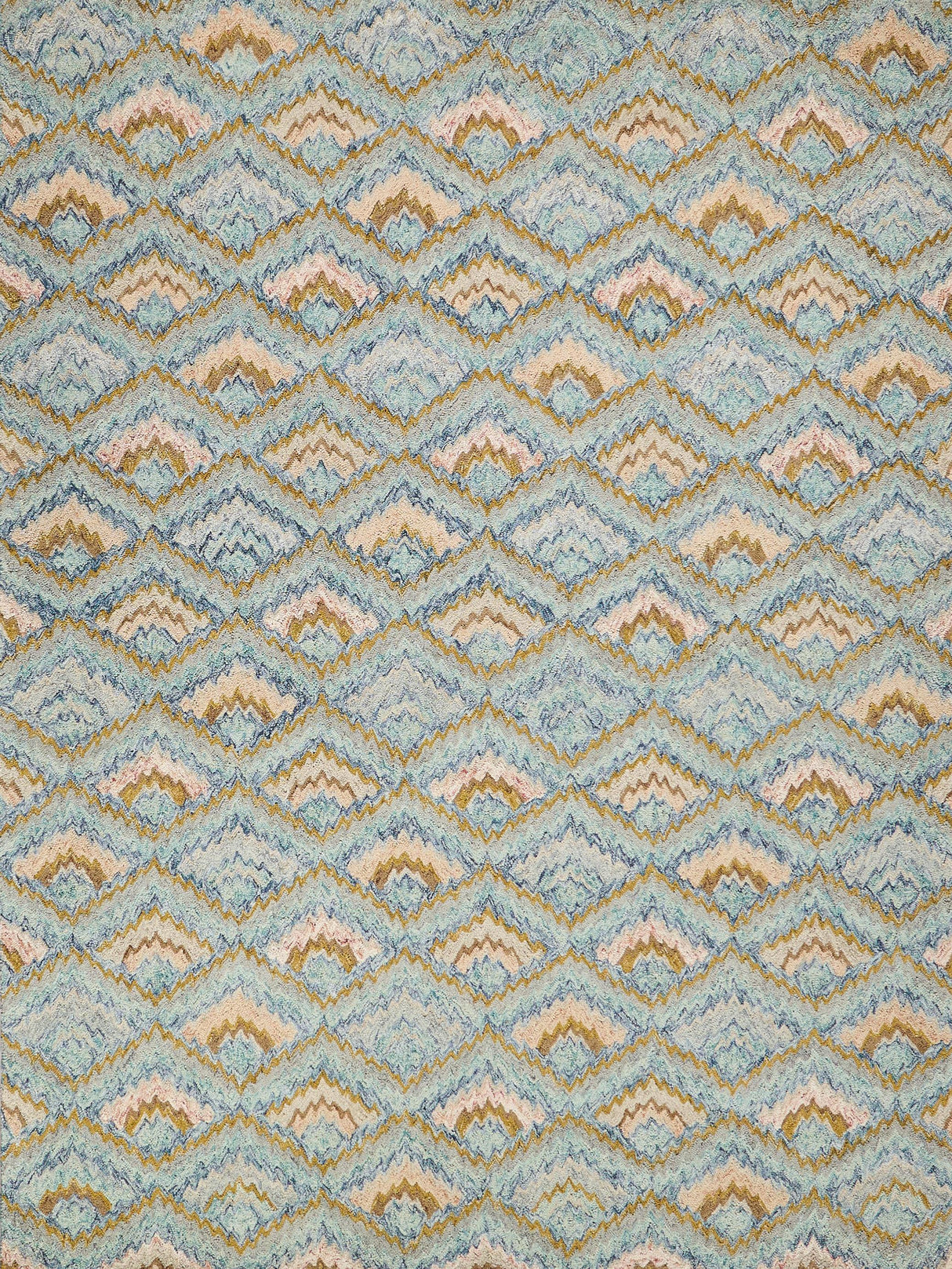 Exquisite Rugs Bargello Hand Tufted New Zealand Wool in 6814 Light Blue/Multi 8' x 10' Area Rug