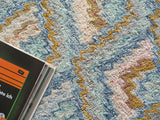 Exquisite Rugs Bargello Hand Tufted New Zealand Wool in 6814 Light Blue/Multi 8' x 10' Area Rug