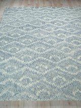 Exquisite Rugs Bargello Hand Tufted New Zealand Wool in 6815 Light Blue 5' x 8' Area Rug
