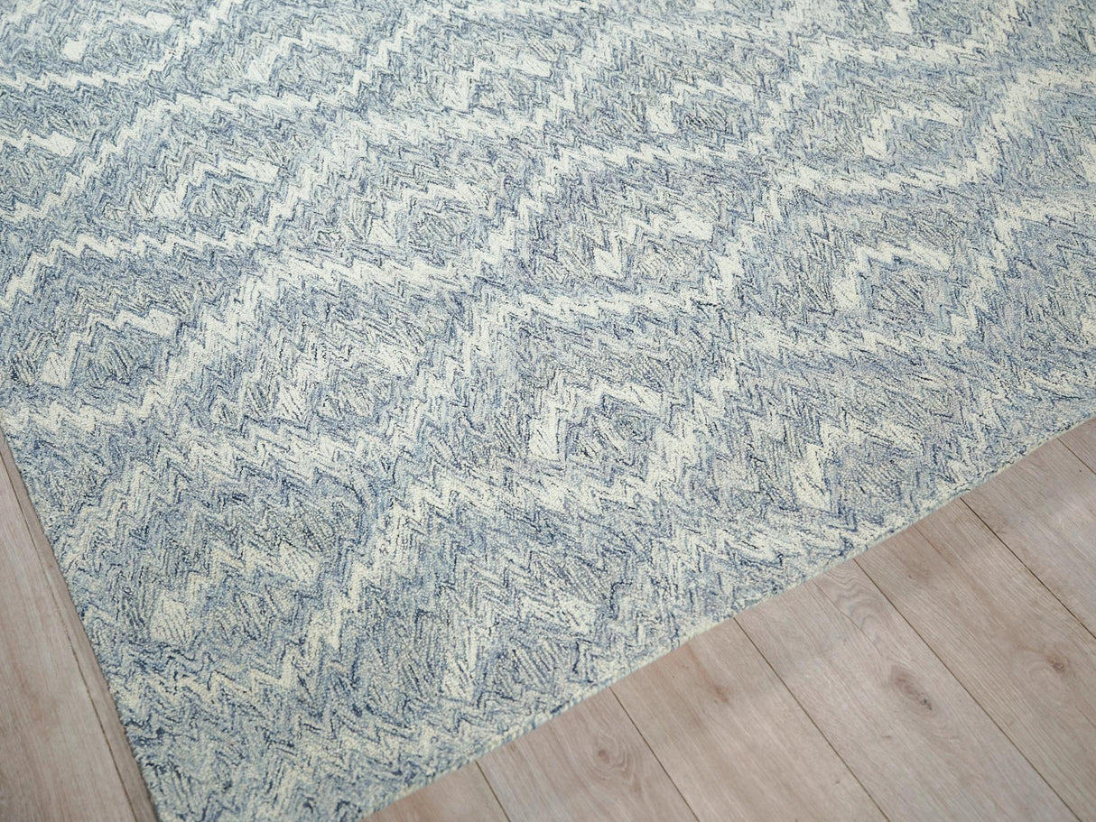 Exquisite Rugs Bargello Hand Tufted New Zealand Wool in 6815 Light Blue 6' x 9' Area Rug