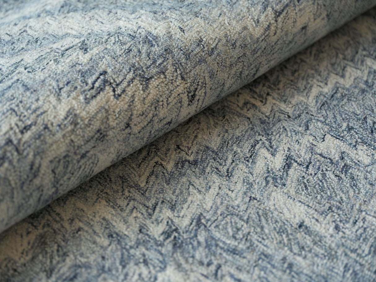 Exquisite Rugs Bargello Hand Tufted New Zealand Wool in 6815 Light Blue 9' x 12' Area Rug