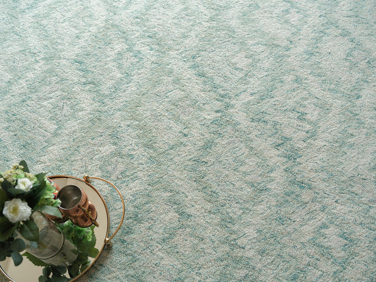 Exquisite Rugs Bargello Hand Tufted New Zealand Wool in 6816 Turquoise 10' x 14' Area Rug