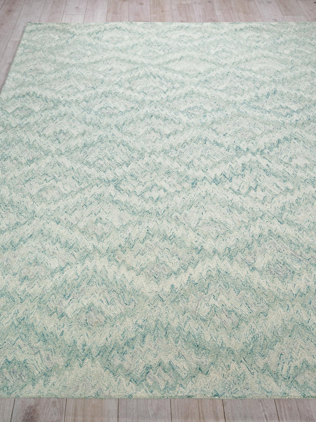 Exquisite Rugs Bargello Hand Tufted New Zealand Wool in 6816 Turquoise 5' x 8' Area Rug