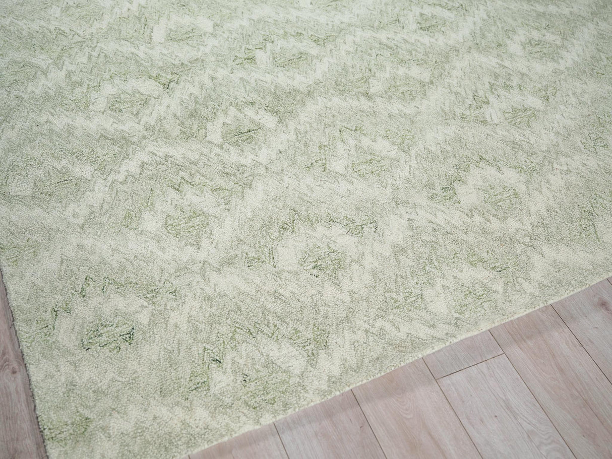 Exquisite Rugs Bargello Hand Tufted New Zealand Wool in 6817 Light Green 8' x 10' Area Rug