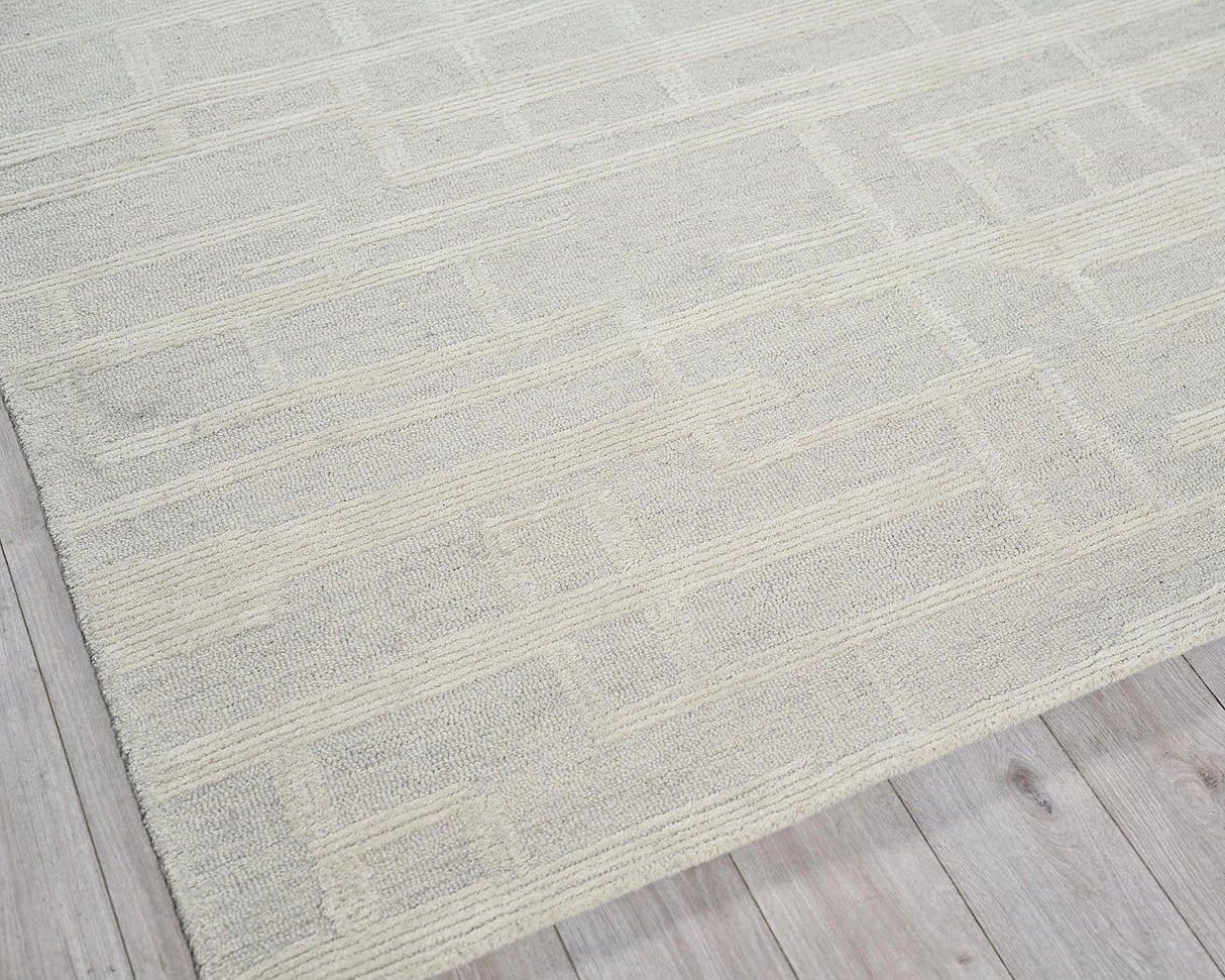 Exquisite Rugs Park City Hand Tufted New Zealand Wool in 6842 Silver/Ivory 10' x 14' Area Rug