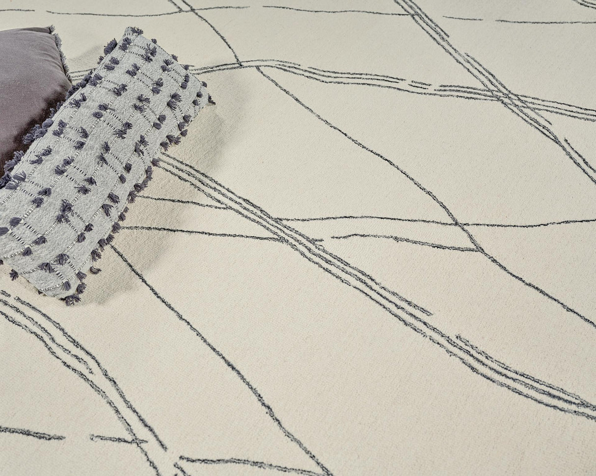 Exquisite Rugs Tangiers Handmade Hand-tufted New Zealand Wool on Canvas 6861 Ivory/Black 14' x 16' Area Rug