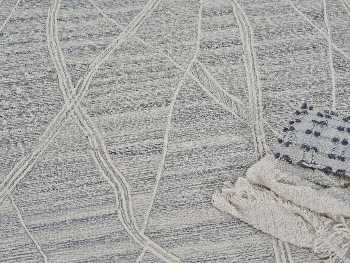 Exquisite Rugs Tangiers Handmade Hand-tufted New Zealand Wool on Canvas 6863 Gray/Ivory 4' x 6' Area Rug