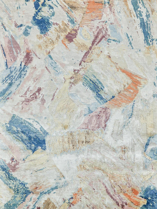 Exquisite Rugs Floor Art Hand-Knotted Bamboo Silk 6880 Silver/Blush 4' x 6' Area Rug