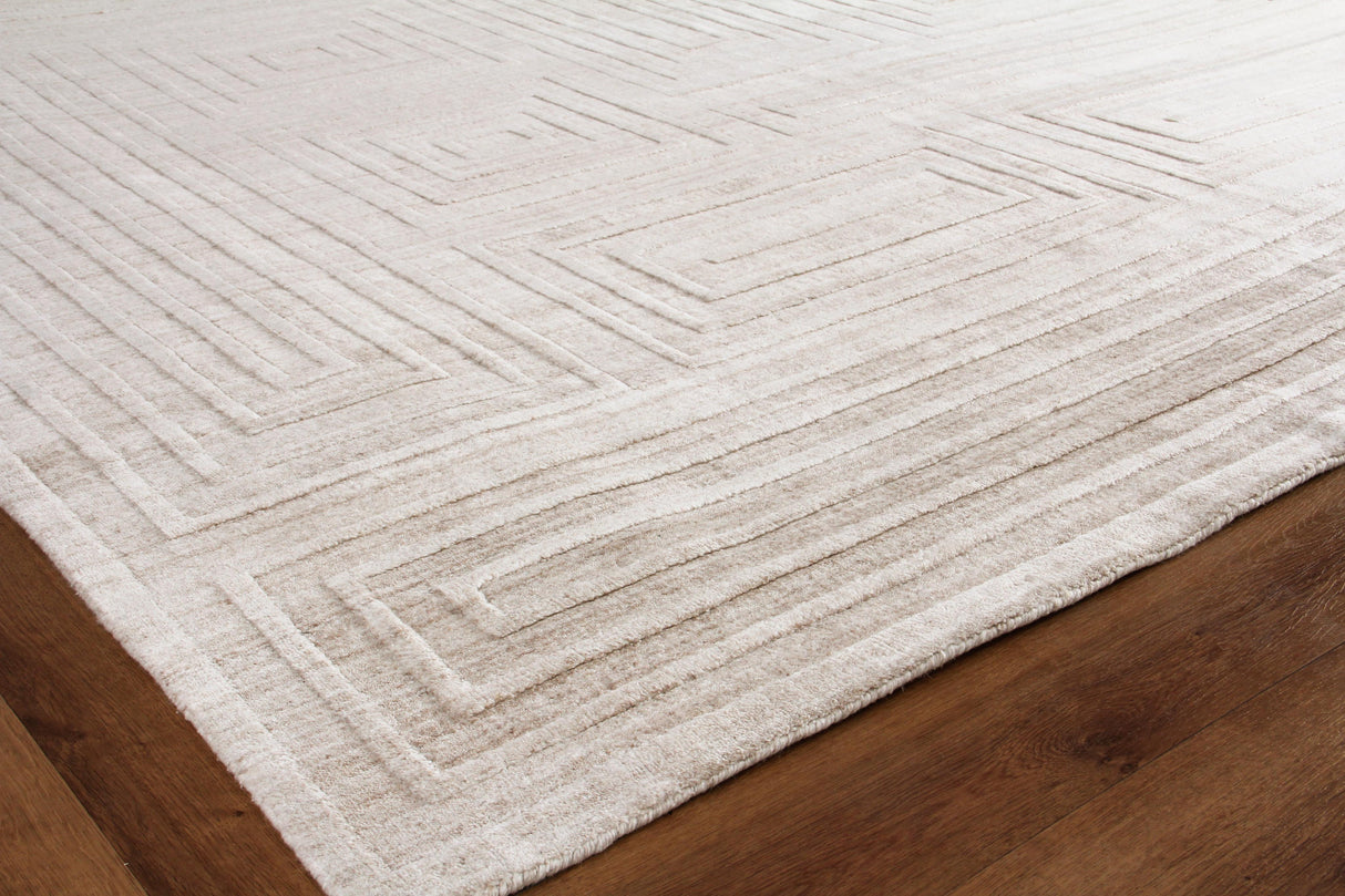 Exquisite Rugs Lotus Hand Tufted Wool/Bamboo Silk in 6952 Beige/Brown 9' x 12' Area Rug